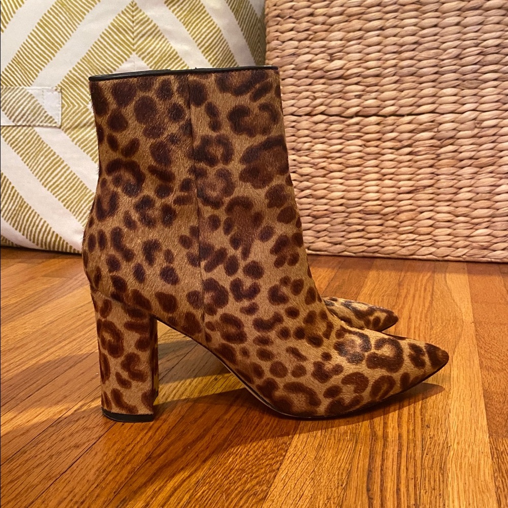 Marc Fisher Brown Leopard Heeled Boots